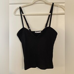 Black Tank with Sweetheart Cut in Size Medium